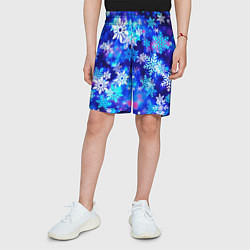 Шорты детские Яркие узоры снежинок, цвет: 3D-принт — фото 2
