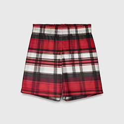 Шорты детские Красно-белая ткань в клетку, цвет: 3D-принт