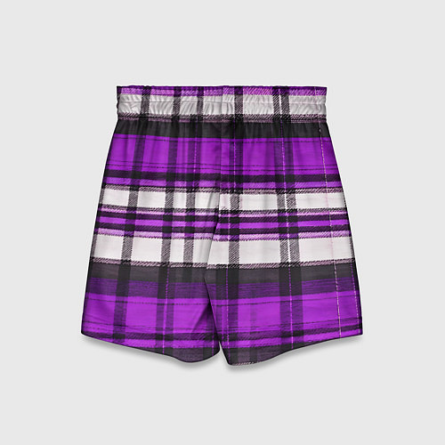 Детские шорты Фиолетово-белая ткань в клетку / 3D-принт – фото 2