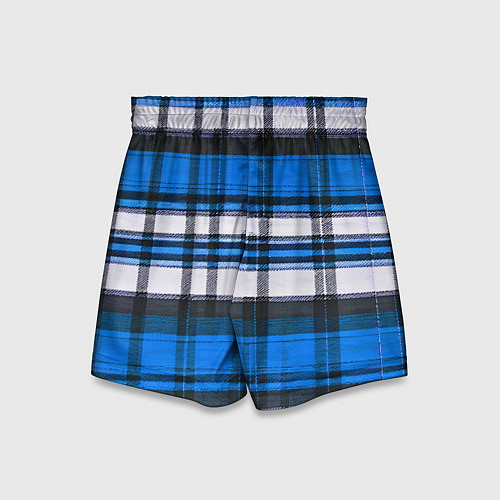 Детские шорты Сине-белая ткань в клетку / 3D-принт – фото 2