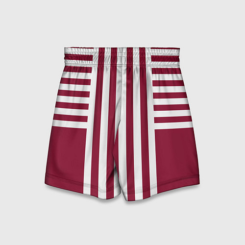 Детские шорты Бело красный узор в полоску / 3D-принт – фото 2