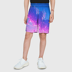 Шорты детские Розовые тучи на голубом небе киберпанк, цвет: 3D-принт — фото 2