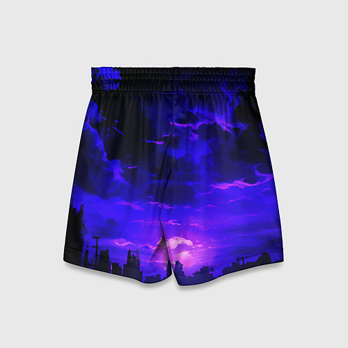 Детские шорты Фиолетовый апокалиптический закат / 3D-принт – фото 2