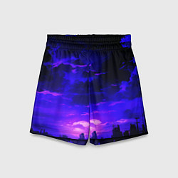 Шорты детские Фиолетовый апокалиптический закат, цвет: 3D-принт