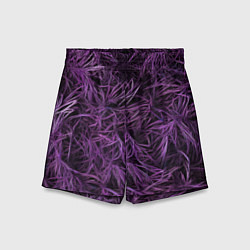 Шорты детские Фиолетовая трава на чёрном фоне, цвет: 3D-принт