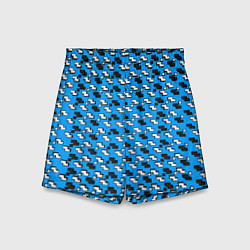 Шорты детские Чёрно-белые фигуры на синем фоне, цвет: 3D-принт