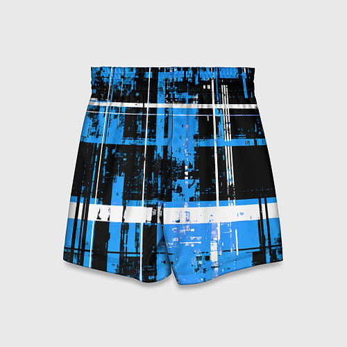 Детские шорты Сине-белый гранж на чёрном фоне / 3D-принт – фото 2