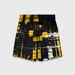 Шорты детские Жёлто-белый гранж на чёрном фоне, цвет: 3D-принт