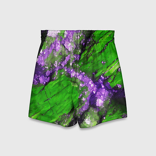 Детские шорты Фиолетовый минерал в зелёном камне / 3D-принт – фото 2