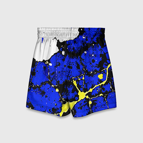Детские шорты Сине-жёлтая абстракция на белом фоне / 3D-принт – фото 2