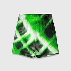 Шорты детские Зелёная сеть на чёрном фоне, цвет: 3D-принт