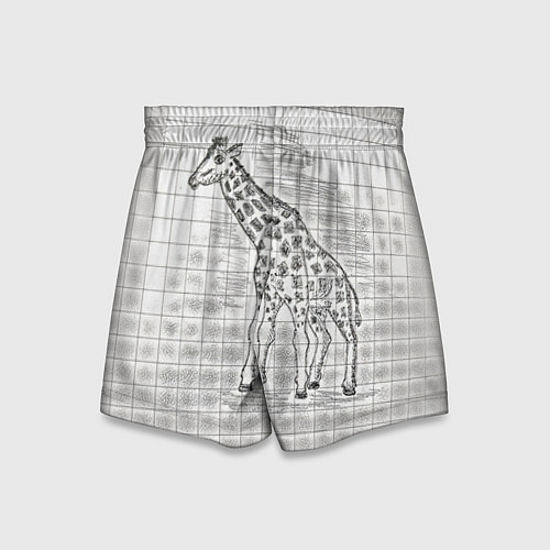 Детские шорты Жираф на тетрадном листе / 3D-принт – фото 2