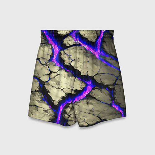 Детские шорты Треснувший камень фиолетовый / 3D-принт – фото 2