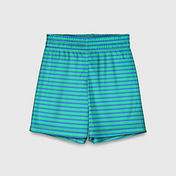 Шорты детские Полосатый сине-зелёный, цвет: 3D-принт