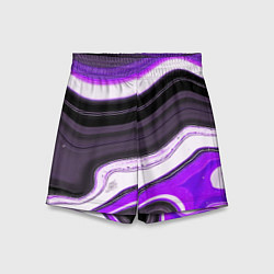 Шорты детские Волнистые горизонтальные чёрно-фиолетовые полосы н, цвет: 3D-принт