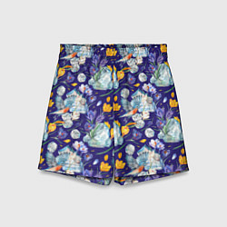 Шорты детские Крокусы и зяблик во льдах, цвет: 3D-принт