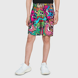 Шорты детские Color doodle monsters, цвет: 3D-принт — фото 2