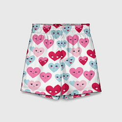 Шорты детские Сердечки-смайлики, цвет: 3D-принт