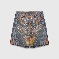 Шорты детские Орнаментальный волк с узорами стилизованный, цвет: 3D-принт