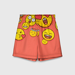 Шорты детские Смайлы на красном фоне, цвет: 3D-принт