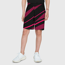 Шорты детские Чёрный с розовым абстракция полосы, цвет: 3D-принт — фото 2