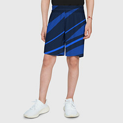 Шорты детские Тёмный синий абстракция полосы, цвет: 3D-принт — фото 2