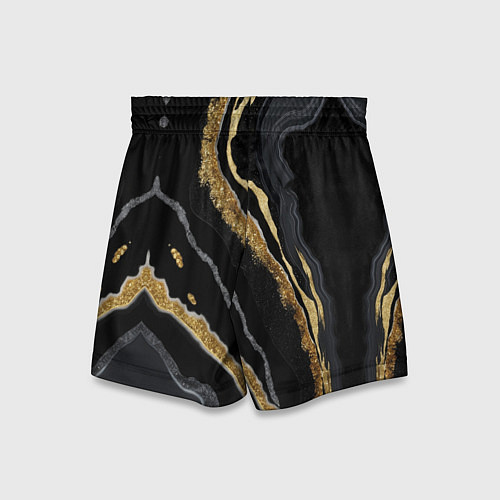 Детские шорты Узоры черного мрамора с золотом / 3D-принт – фото 2