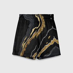 Шорты детские Узоры черного мрамора с золотом, цвет: 3D-принт