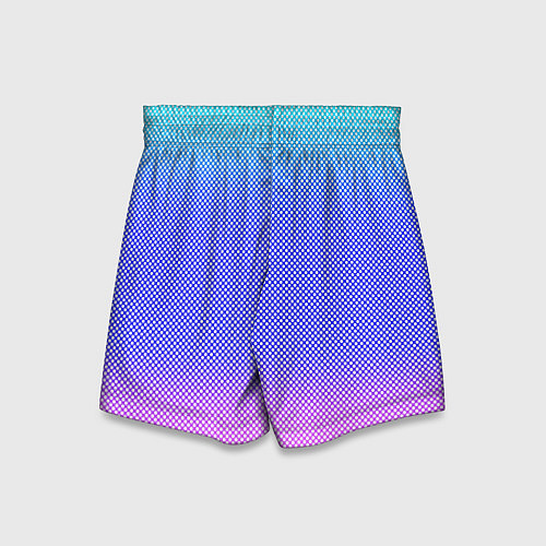 Детские шорты Градиент бирюзово-розовый текстура в мелкий гороше / 3D-принт – фото 2