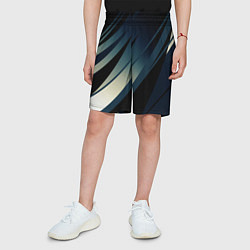 Шорты детские Чёрно-синий абстрактный с полосами, цвет: 3D-принт — фото 2