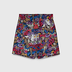 Шорты детские Музыкальный коллаж, цвет: 3D-принт