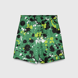 Шорты детские Кляксы на зелёном, цвет: 3D-принт