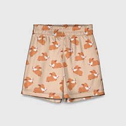 Шорты детские Паттерн с забавными щенками породы корги, цвет: 3D-принт