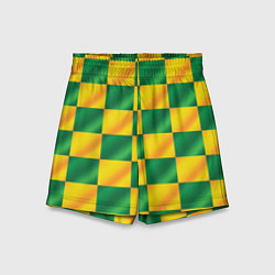 Шорты детские Желтый и зеленый геометрический паттерн, цвет: 3D-принт