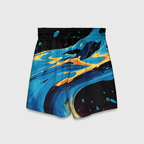 Детские шорты Синяя волна из красок / 3D-принт – фото 2