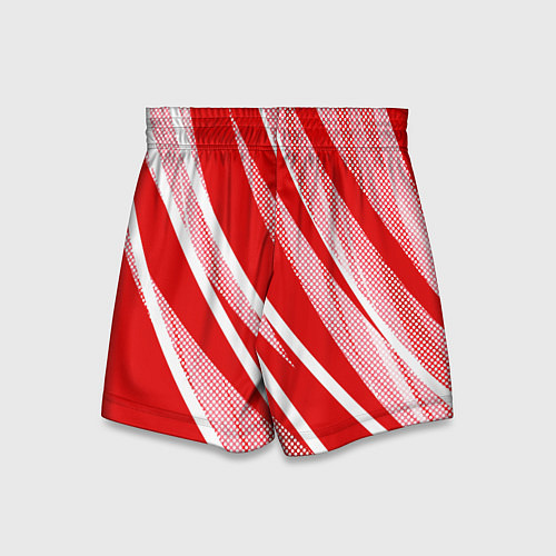 Детские шорты Красно-белый абстракция с полосами / 3D-принт – фото 2