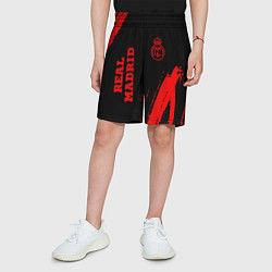 Шорты детские Real Madrid - red gradient вертикально, цвет: 3D-принт — фото 2