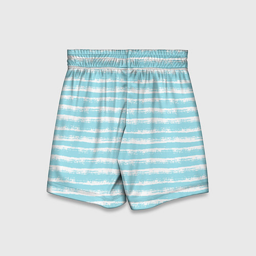 Детские шорты Бело-голубой полосатый паттерн / 3D-принт – фото 2