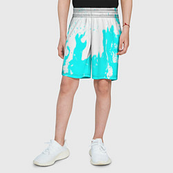 Шорты детские Голубой огонь текстура, цвет: 3D-принт — фото 2