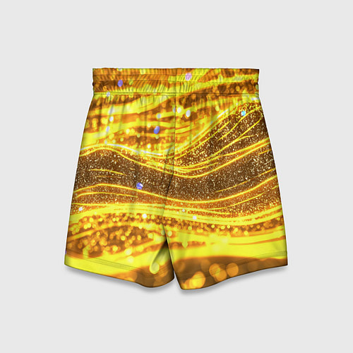 Детские шорты Золотые блестящие волны / 3D-принт – фото 2