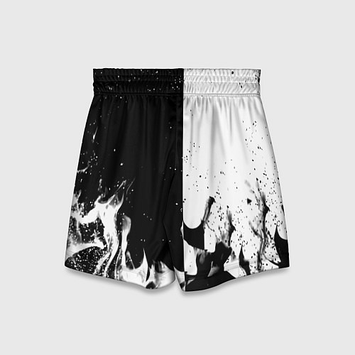Детские шорты Nasa черно белый огонь / 3D-принт – фото 2