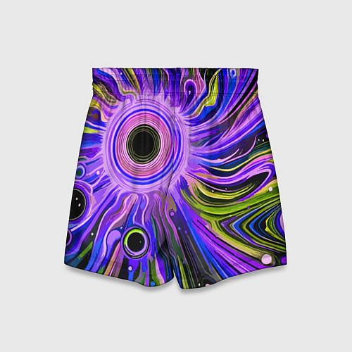 Детские шорты Абстрактный неоновый космос - чёрная дыра / 3D-принт – фото 2