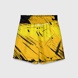 Шорты детские Желтая краска на черном фоне, цвет: 3D-принт