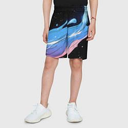 Шорты детские Синяя волна на черном - текстура, цвет: 3D-принт — фото 2
