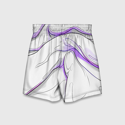 Детские шорты Черные и фиолетовые линии на белом / 3D-принт – фото 2