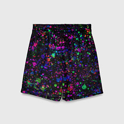 Шорты детские Чёрный с разноцветными брызгами, цвет: 3D-принт