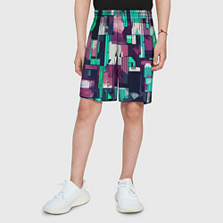 Шорты детские Абстракция бирюзовый с розовым геометричный, цвет: 3D-принт — фото 2