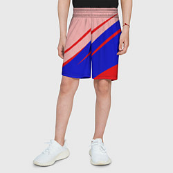 Шорты детские Красно-синий текстурный с полосами, цвет: 3D-принт — фото 2