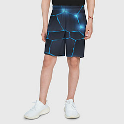 Шорты детские Неоновый космический фон потрескавшееся земля, цвет: 3D-принт — фото 2