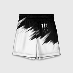Шорты детские Monster energy белые штрихи, цвет: 3D-принт